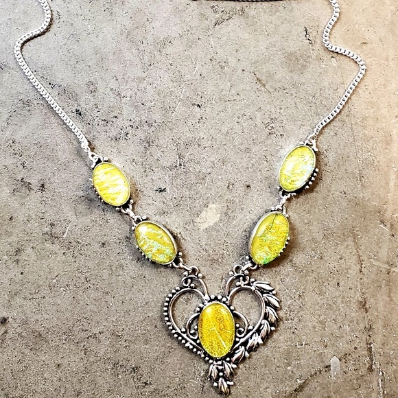New Dichroic Glass 925 Silver Necklace. - Picture 1 of 8